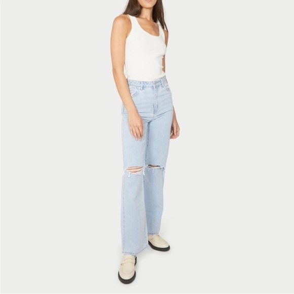 Rolla's Heidi High Rise Loose Straight Jeans Light G'Day Mate Wash Distressed 26 - Picture 6 of 14